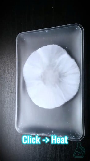 This hand warmer “clicks” into heat (crystallization)