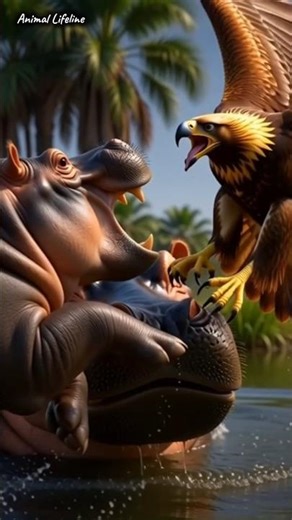 Eagle Vs Hippo Deadliest Encounter #animals #survival #shorts