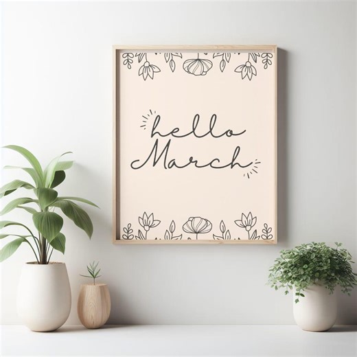 Hello March Wall Art - Month Typography Print, Colourful Poster - Etsy