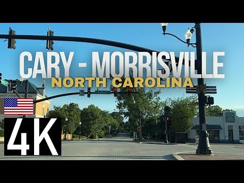 Road Tour of Cary & Morrisville, North Carolina in 4K - Downtown Cary, NC - Raleigh Suburbs