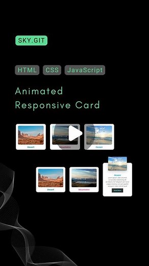 Web Developer | HTML | CSS | JS on Instagram: "Animated Responsive Card using HTML and CSS 🔥🔥 . . Follow on GitHub for complete Source Code 👍🏻👍🏻 . . Wanna learn web development from basics? Visit my profile once & do consider following me! . . 🔥Follow 👉🏻 @sky.git 🔥Follow 👉🏻 @sky.git 🔥Follow 👉🏻 @sky.git 🔥Follow 👉🏻 @sky.git . ⭕LIKE | SAVE | SHARE | COMMENT . ⭕Visit my profile to learn more . 🔔Turn on Post notifications! . 👨🏻‍💻Keep learning, Keep coding! . Ignore ⬇️ #html #css