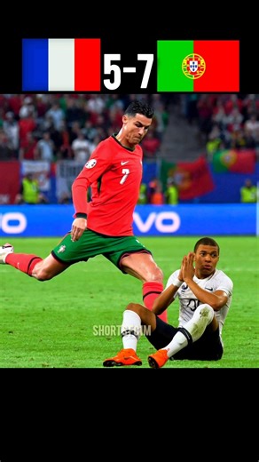 CR7 Crazy Comeback 😱 Portugal vs France 5-7 🔥 Mbappe Shocked!#cr7 #shorts #highlights
