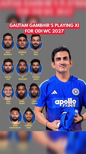 Gautam Gambhir, s playing xi for odi wc 2027