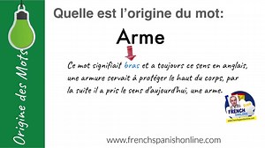 14 shares | Origine des mots: le mot ARME avec https://www.frenchspanishonline.com | Learn French with Pascal | Facebook