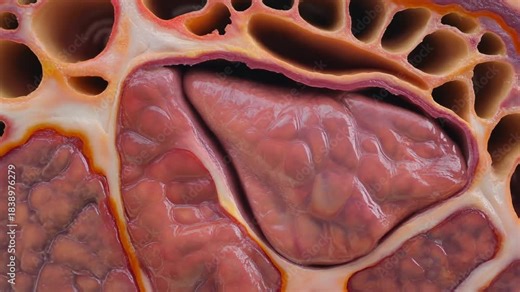 Detailed anatomical cross-section model of a kidney showcasing the intricate internal structures including the cortex medulla and renal pelvis with clear vibrant coloration revealing healthy organ tis