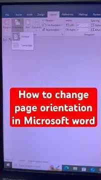 How to Change page Orientation in Microsoft Word