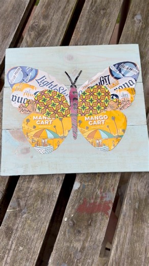 Butterfly made from aluminum cans 曆 #butterfly #canart #upcycledart #handmade | New Spin Designs | Facebook