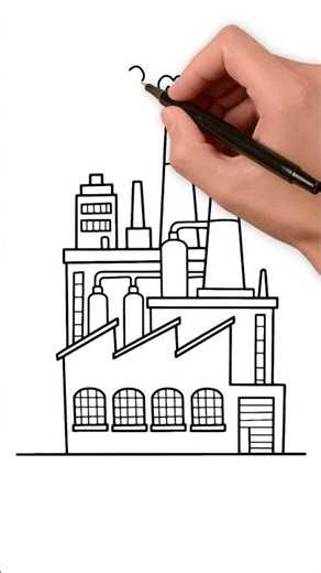 Easy Factory Drawing for Kids ✏️ | Step by Step Tutorial | KidsTube
