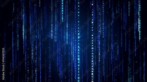 Falling binary code in the matrix style in the technological space