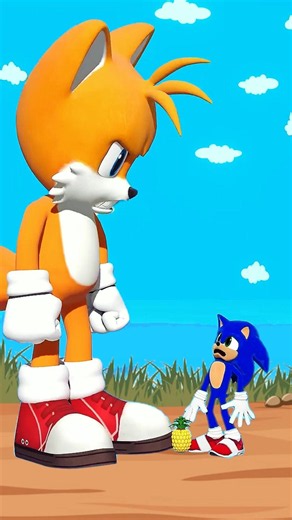 Sonic vs Miles Tails they stepped on each other and become a pineapple #sonic #funny #animation