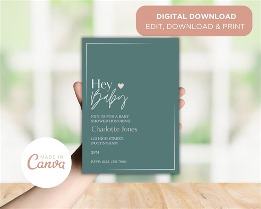 Baby Shower Invitation, Editable Invitation Template, Digital Download Invite, 5x7 Instant Print - Etsy