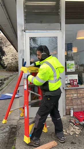 Storefront door installation for Chinese restaurant. ￼
