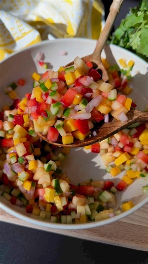 4.2K views · 41 reactions | Fruit Salsa Recipe Light, fresh and flavorful this fruit salsa recipe is irresistible. Enjoy with tortilla chips or fresh vegetables for dipping. Another option is to enjoy this fruit salsa over blackened salmon, shrimp or chicken! Affiliate link - https://urlgeni.us/amzn/QWBy Recipe - https://healthyishfoods.com/fruit-salsa/ #salsa #fruits #freshfood #healthyfood #freshfruit | Healthyish Foods | Facebook