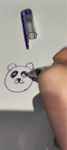 Panda drawing tutorial for beginners 🐼 sparkling violet pen 🥰🖋️#kawaii