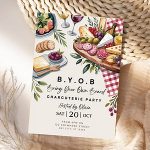 Charcuterie Board Party Invitation: BYOB, Potluck (canva Template Digital Download) - Etsy