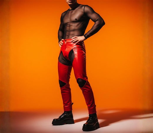 Red Genuine Leather Open-back Chaps for Men. - Etsy