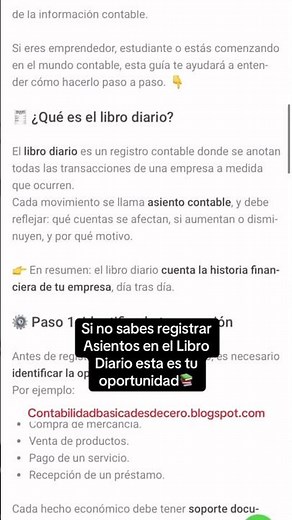 Guia paso a paso para hacer el Libro Diario🔥 #contabilidad #contabilidadbasica #tipsparaemprender