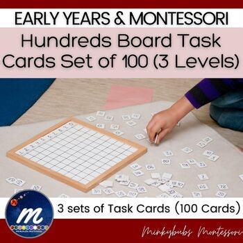 Hundreds Board Task Cards Counting to 100 Montessori Math Sequencing Place Value