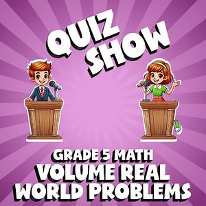 Volume Real World Problems QUIZ SHOW Math Game - No Prep Grade 5 Review