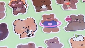 Geyoga 71 Pcs Kawaii Stationery Set with Bear Theme Kawaii Pens Cute Bear Pens Includes Cute Bear Stickers Bear Pencil Pouch Paper Clips Supplies