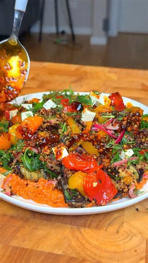 Crispy quinoa salad with roasted veggies and garlic dip recipes