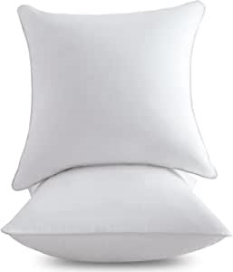 FAVRIQ 20 x 20 Pillow Inserts (Set of 2) - 20 Inch Square Interior Couch Throw Pillow with 100% Cotton Cover - Decorative Pillow Insert Pair - White Sofa Pillow