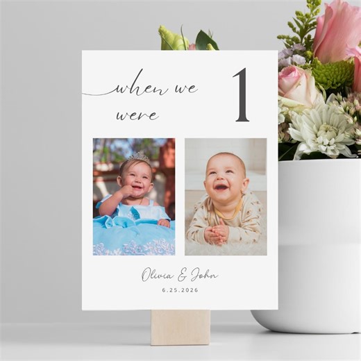 Wedding Table Numbers When We Were Age Custom Photo Table Number Cards Wedding Reception Digital Download - Etsy