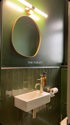 ian on Instagram: "people went crazy for this bathroom/toilet renovation! almost two years on from this toilet transformation and I’m still loving it! what do we think? should I do some updates? 💚 fittings @victorianplumbinguk mirror @melody_maison tiles @homebase_uk #diy #homerenovation #homedecor #homeowner #bathroomreno"