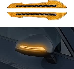 RUANTE Universal Car Reflective Stickers Super Reflectives Rearview Mirror Trim Stickers Cars Anti-Collision Strips Reflection Warning Decals Anti-Scratch Protection (2pc Yellow)