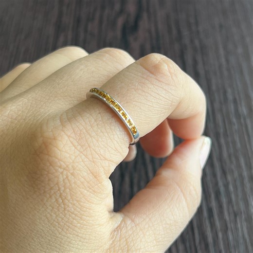 Natural Citrine Rings, Dainty Full Eternity Ring, Handmade Citrine Band Ring, Statement Birthstone, Stackable Ring, Modern Stacking Rings - Etsy