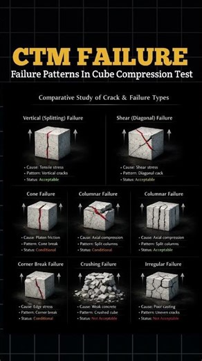 CTM Failure Explained | Cube Compression Test Failure Types | Civil Engineering Practical #shorts