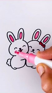 17K views · 107 reactions | Cute bunny  couple  drawing tutorial . #artwork #drawing #trendingnow #viralreelschallenge | Easy drawing for kids24 | Facebook