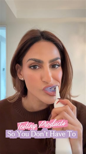 AMI DESAI on Instagram: "Trying the viral purple powder 💜🪥 I’ll tell you I have been using this regularly the past week & love how it brightens but doesn’t cause any sensitivity. But the immediate whitening effect? Original video is from @shubwhyte (shubviralfinds on TikTok) #purplepowder #teethwhitening #whyte #testingproducts"