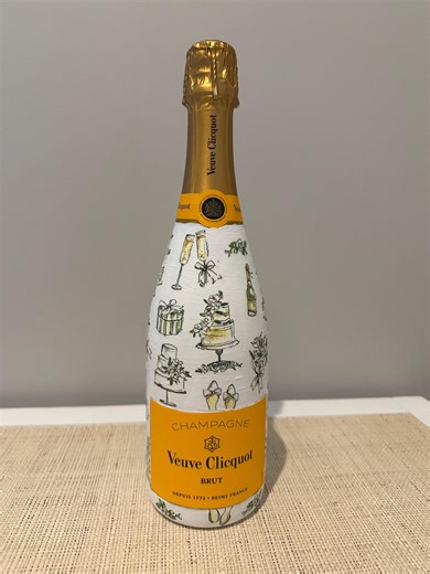 Hand Painted and Decoupaged Champagne or Prosecco Bottle for Engagement and Wedding - Etsy