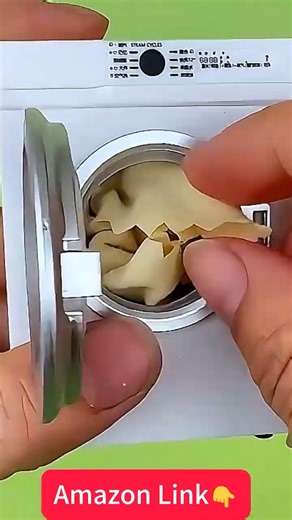 Amazon Link👇Mini Washing Machine 🤣Real Rotating Drum Design, 1:12 Dollhouse Miniature Toy #diy