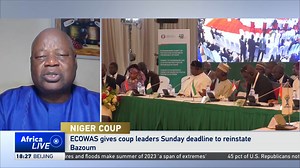CGTN speaks to Professor Ken Ife, Lead Consultant at the ECOWAS Commission on the bloc’s decision to reinstate ousted President Mohamed Bazoum by force. | CGTN Africa