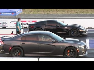 ZR1 Corvette vs Hellcat Charger and Challenger - drag race