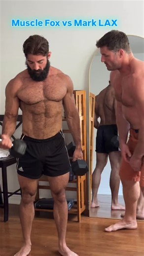 Lifting weights in the living room with @themusclefoxx 📷@ryanstanfordlax directs and records #men #muscle #body #jacked #swole #gay | Mark Lax