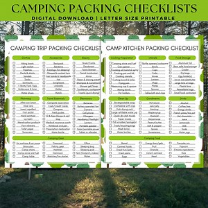 Printable Camping Essentials Checklist Green, Camping Packing Checklist, Camping Bachelorette - Etsy