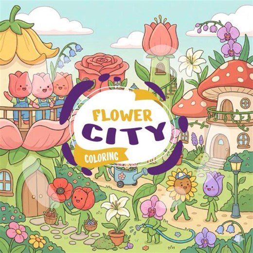 Flower City Coloring Book, 25 Fun Illustrations (printable PDF Download) - Etsy