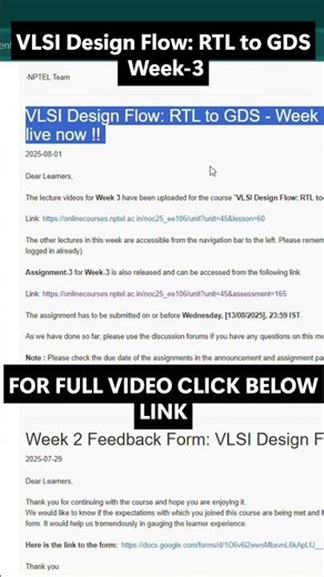 NPTEL VLSI Design Flow: RTL to GDS Week 3 Overview | RTL to GDS | NOC25-EE106 | Jul–Dec 2025