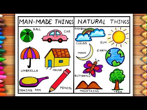 Natural and Man Made Things Easy Drawing | Natural and Man Made Things Sketch Easy