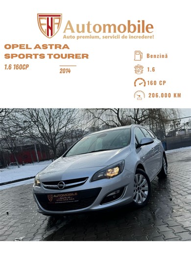 /// Opel Astra Sports Tourer /// 🌐 https://enaautomobile.ro/ 📱 0754 882 564 📱 0735 423 940 🏣 Galați, Micro 17, Str. Oltului nr. 7 vis-a-vis de Lidl 📆 An fabricație: 2014 ⛽ Motor: 1.6 benzină – 160 CP – Euro 5 📊 Kilometraj: 206.000 km ⚙️ Cutie manuală 6 trepte ❄️ Climatizare două zone 🔥 Volan încălzit 🔥 Scaune încălzite 🪑 Volan îmbrăcat în piele 🎛️ Comenzi volan 🕹️ Pilot automat 📡 Senzori parcare 🌧️ Senzori ploaie 💡 Senzori lumini 🛰️ Navigație cu multiple funcții 💻 Computer de bor