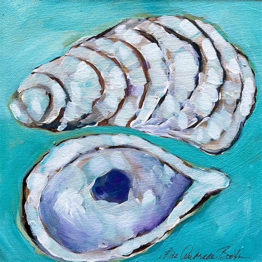 Oysters – Coastal Shell Acrylic Painting, 7.5x7.5 on Canvas, Matted 14x14, Ready to Frame - Etsy