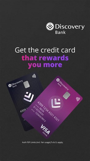 Apply for a Discovery Bank Black credit card and you could get: • Up to 75% off flights • Up to 50% back in Ðiscovery Miles on healthy groceries • Up to 15% back on qualifying fuel spend and Uber rides • Up to 30% off when you spend Ðiscovery Miles at over 40 online and in-store retail partners • Up to 15% off airtime, data, electricity, and gaming and entertainment vouchers • The latest Apple Watch on us, with Discovery Bank and Vitality Health. Get the credit card that gives you all this, and