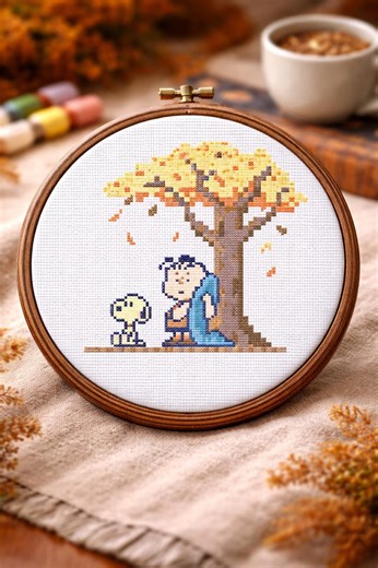 Linus and Snoopy Cross Stitch Pattern | Peanuts Inspired Embroidery, Retro, 60's, Pastel (digital PDF) - Etsy Canada