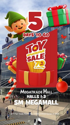 The wait is nearly over! 🤩 Ready to score the best toy deals and bargains? Only 5 days to go 'til the BIGGEST toy sale of the year! See you at the Toy Kingdom Toy Warehouse Sale! 💯#TKToyWarehouseSale2025 📆Nov 6 (1pm - 10pm) 📆Nov 7 - 9 (10am - 10pm) 📍SM Megamall Megatrade Halls 1 - 3 🎟FREE Admission. No registration. DTI Permit No. FTEB-240023 Series of 2025 | Toy Kingdom