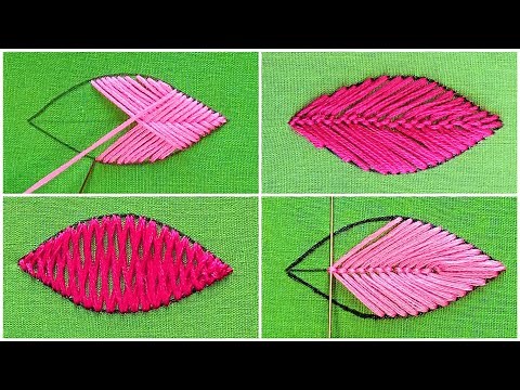 Leaves Embroidery !!! 4 Amazing Stitches Leaves Hand Embroidery Tutorial by Rup Handicraft