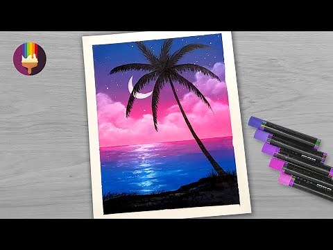 Easy Half Moon Landscape with Pastel | Step by Step Tutorial for Beginners