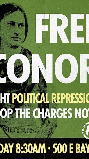 FINAL UPDATE UNTIL FIRST APPEARANCES AT 9 AM ‼️ We were able to secure the release of Leah, one of our organizers with JPSN. We salute her commitment to fighting for a free Palestine and for her courage. Dragon and Conor are still in custody. We will be at the hearing at 9 AM. Meet us at 8:30 AM at 500 E Bay Street. FREE CONOR, FREE DRAGON, FREE THEM ALL DROP THE CHARGES NOW | Jacksonville Palestine Solidarity Network | Facebook